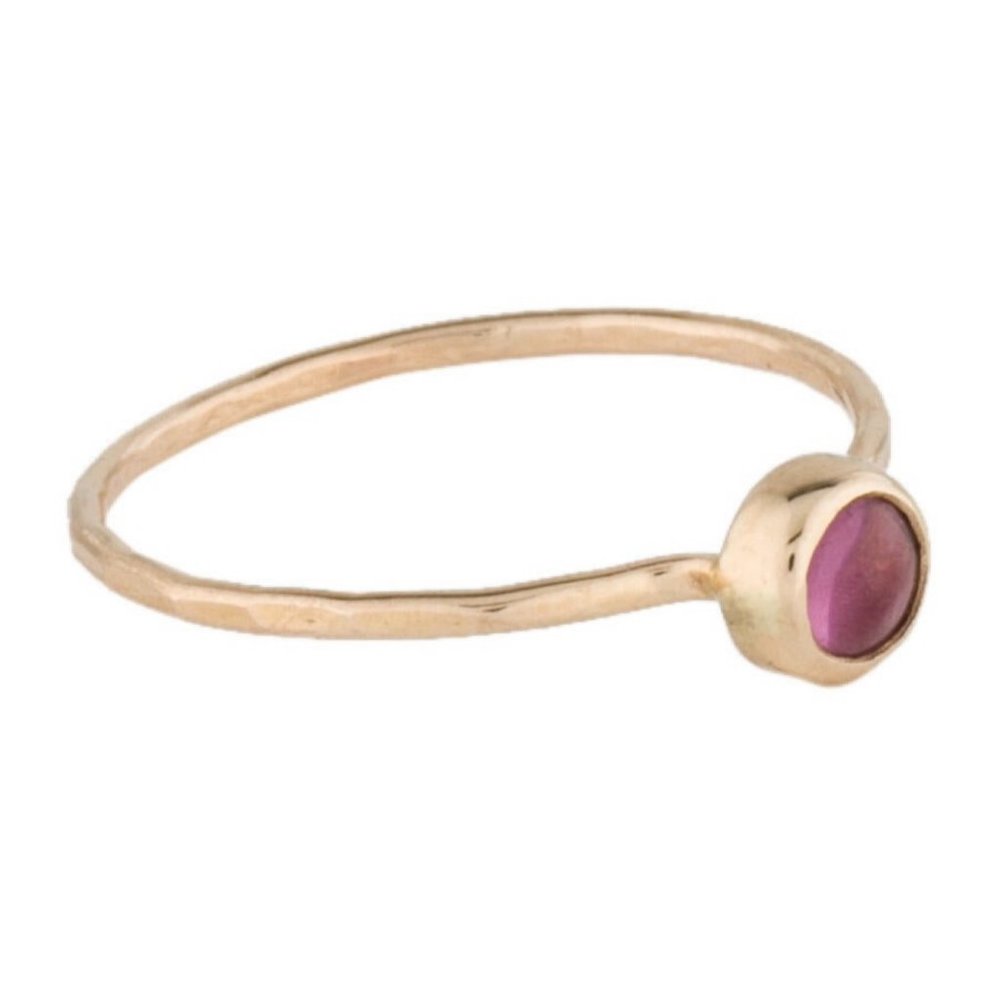 Delicate 14K Gold Stacking Ring with Pink (Rhodolite?)Stone